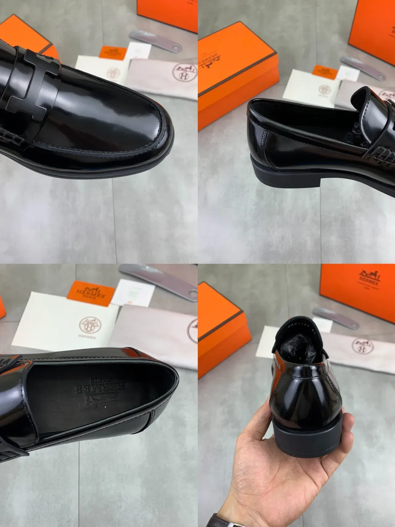 Hermès H Loafer Negro Charol 2