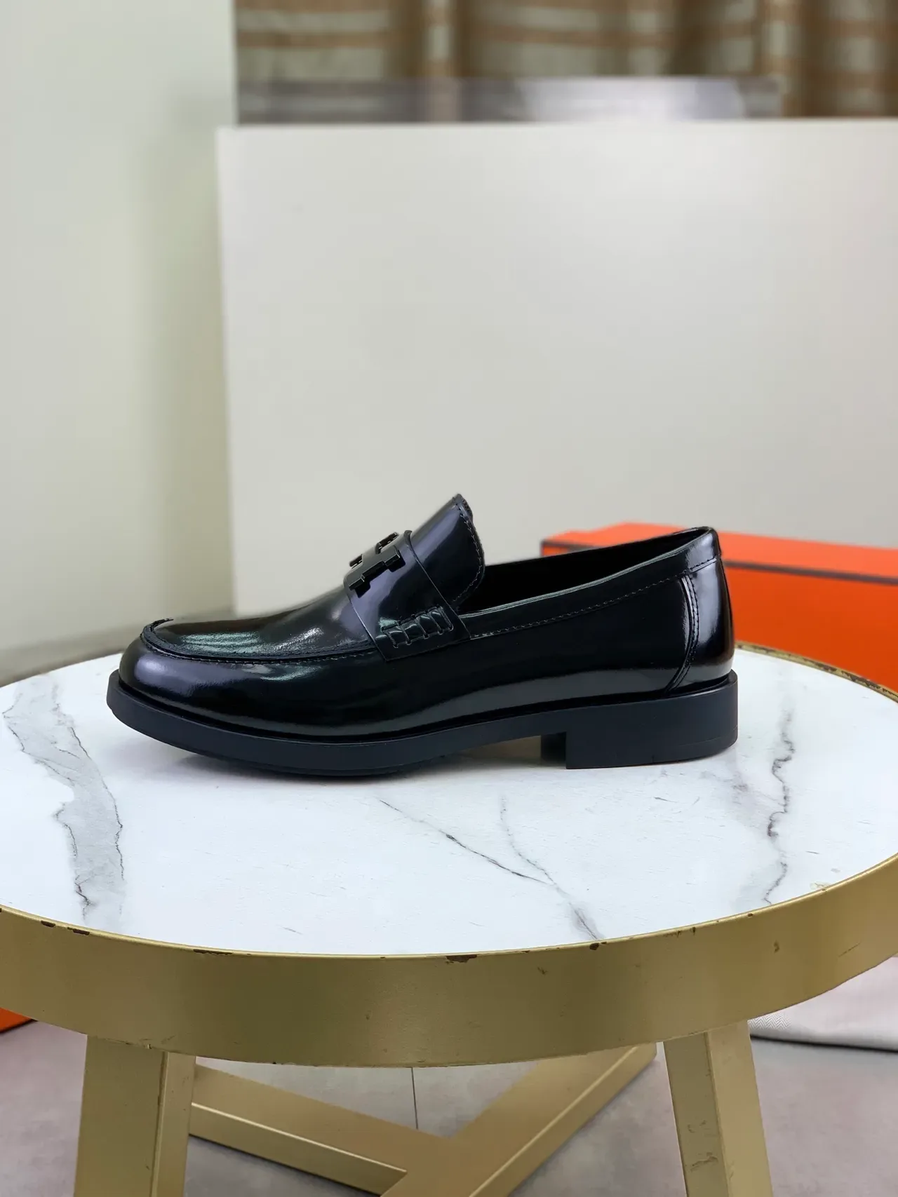 Hermès H Loafer Negro Charol 6
