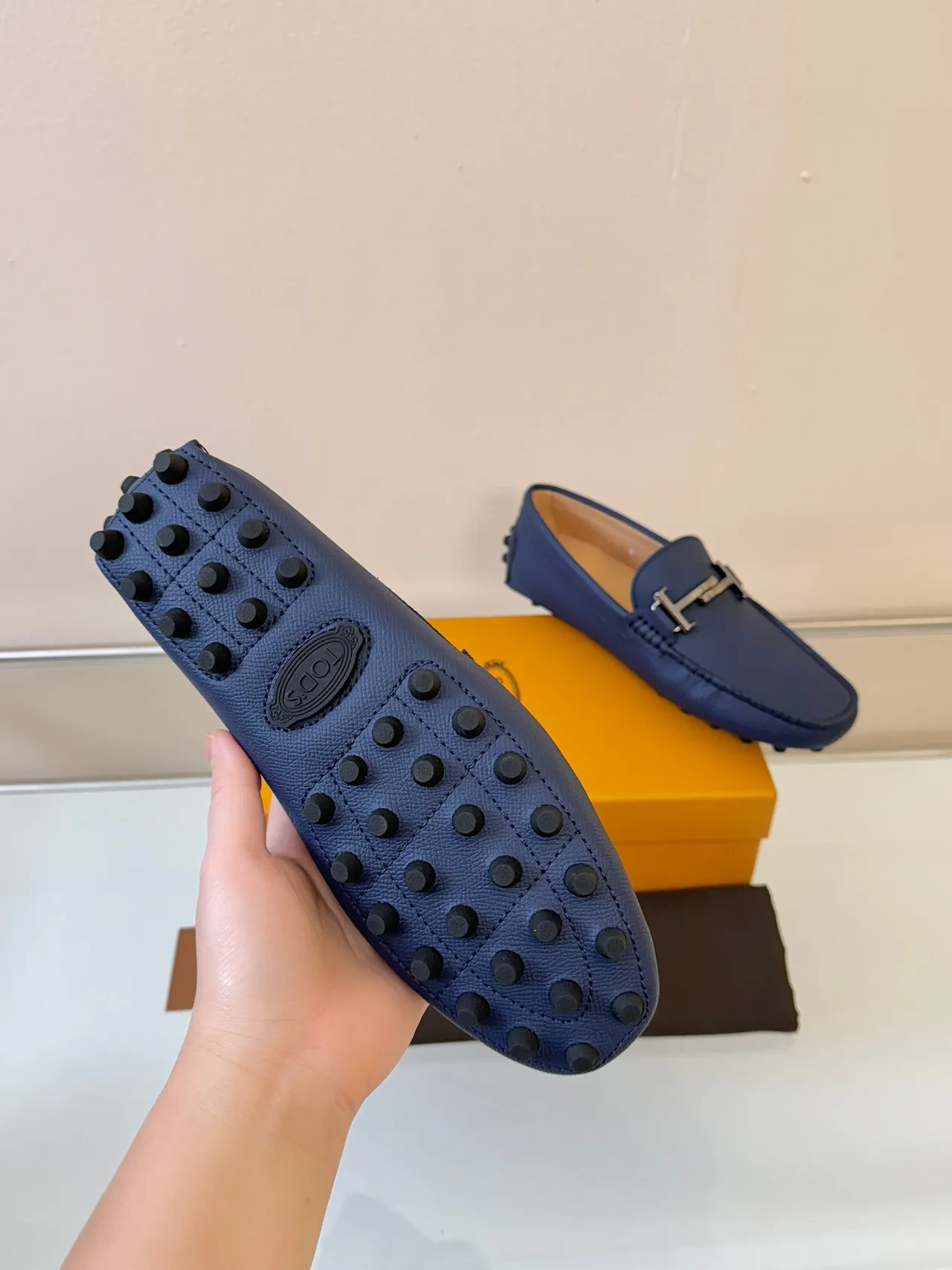 Hermès H Loafer Mocassin Cuir Grainé Bleu Marine 5