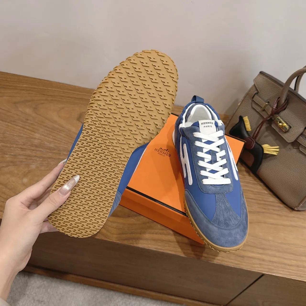Hermès H Logo Blue and White Lifestyle Sneakers 3