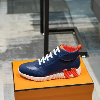 Hermès H Midsole Accent Navy and Orange Lifestyle Sneaker