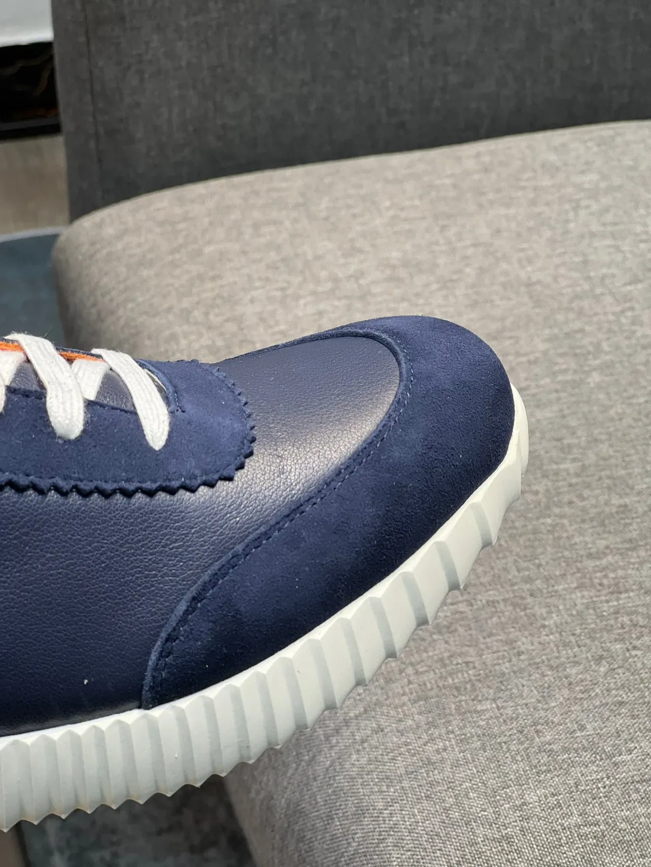 Hermès H Midsole Accent Navy and Orange Lifestyle Sneaker 3