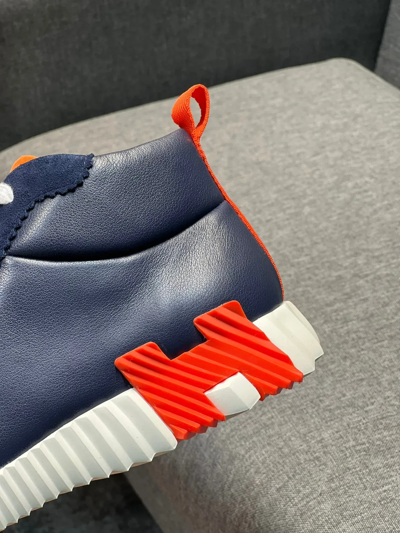Hermès H Midsole Accent Navy and Orange Lifestyle Sneaker 8