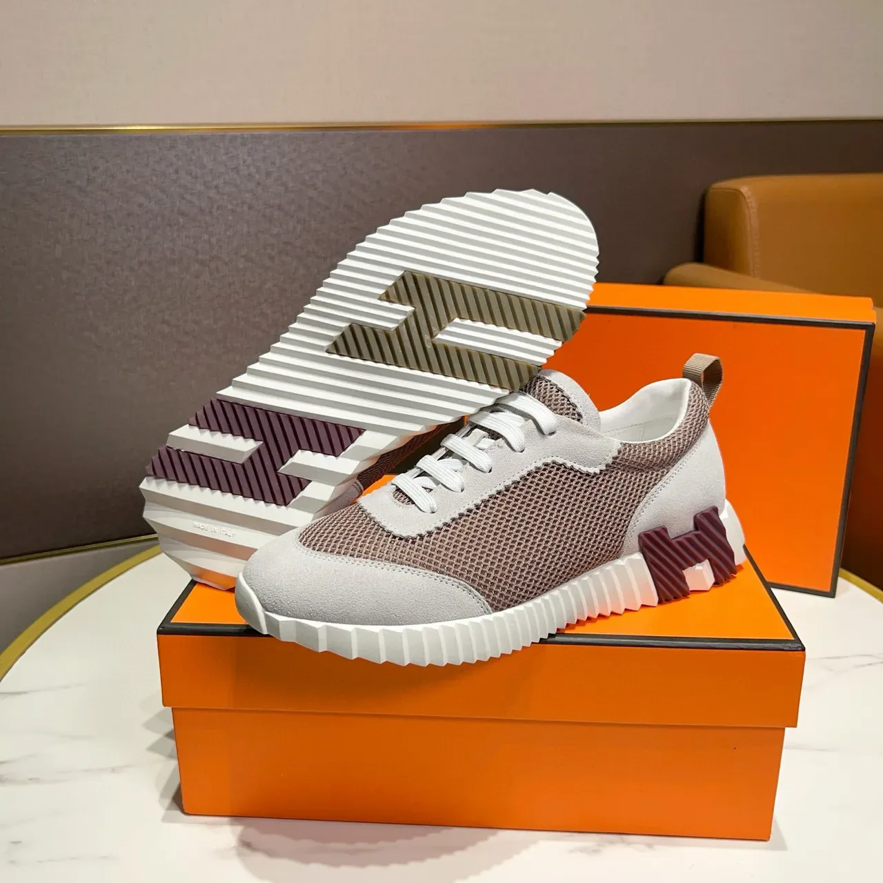 Hermès H-Runner Mesh and Suede Lifestyle Sneakers 3