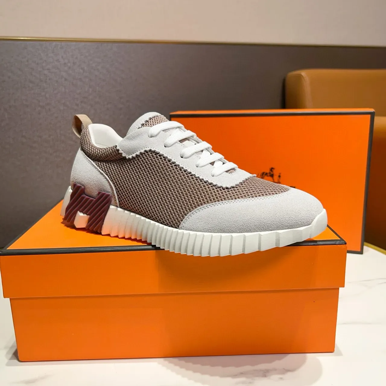 Hermès H-Runner Mesh and Suede Lifestyle Sneakers 4