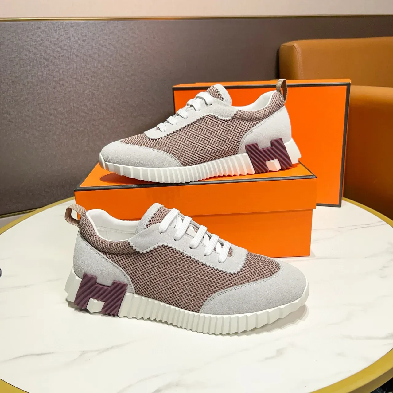 Hermès H-Runner Mesh and Suede Lifestyle Sneakers 6