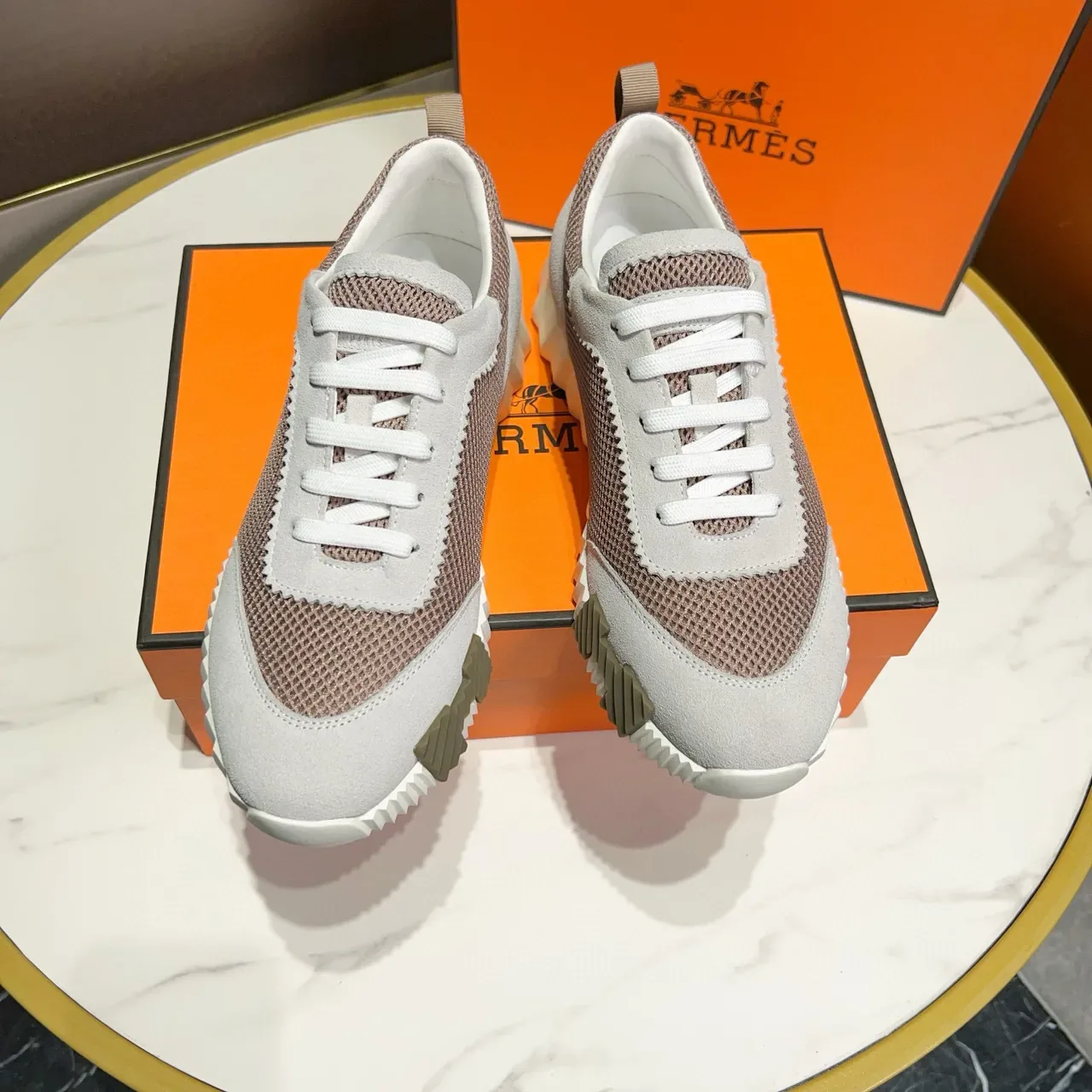 Hermès H-Runner Mesh and Suede Lifestyle Sneakers 9