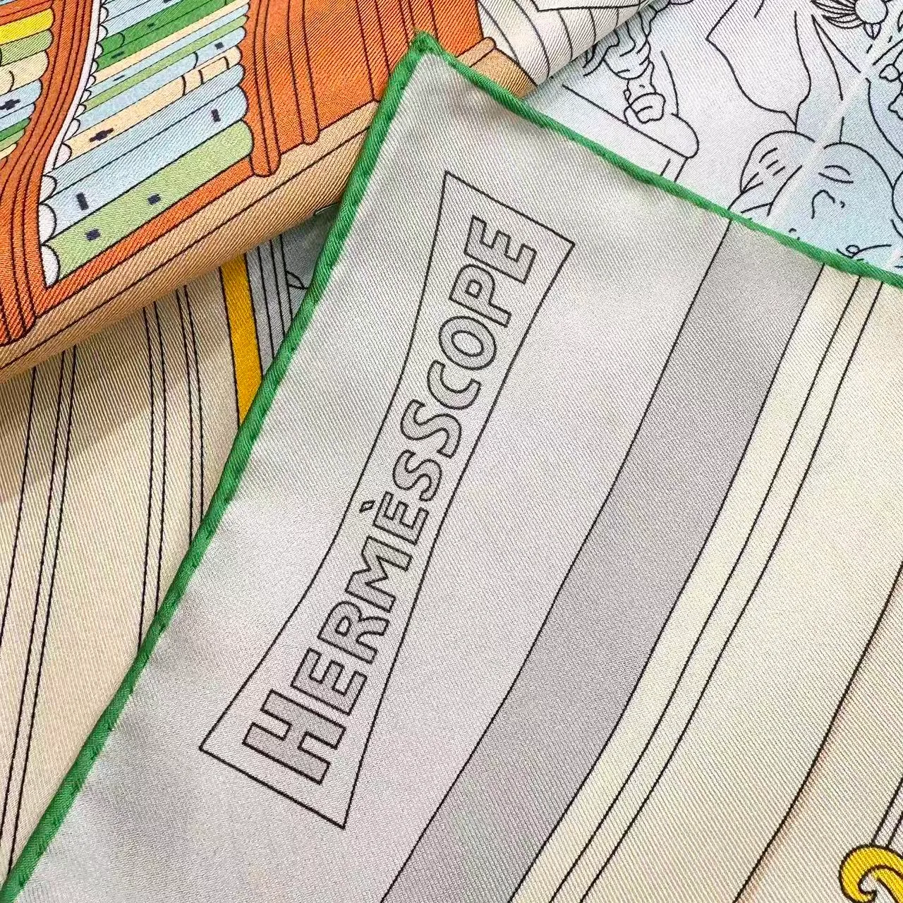 Hermès Hermès Scope Escena Ilustrada Interior Pañuelo de Seda 3