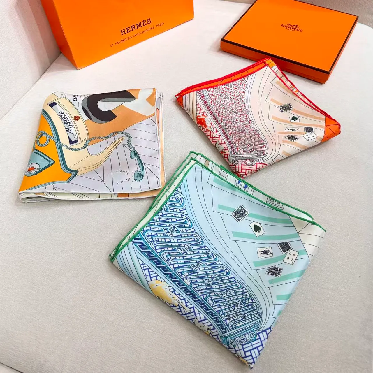 Hermès Hermès Scope Escena Ilustrada Interior Pañuelo de Seda 7