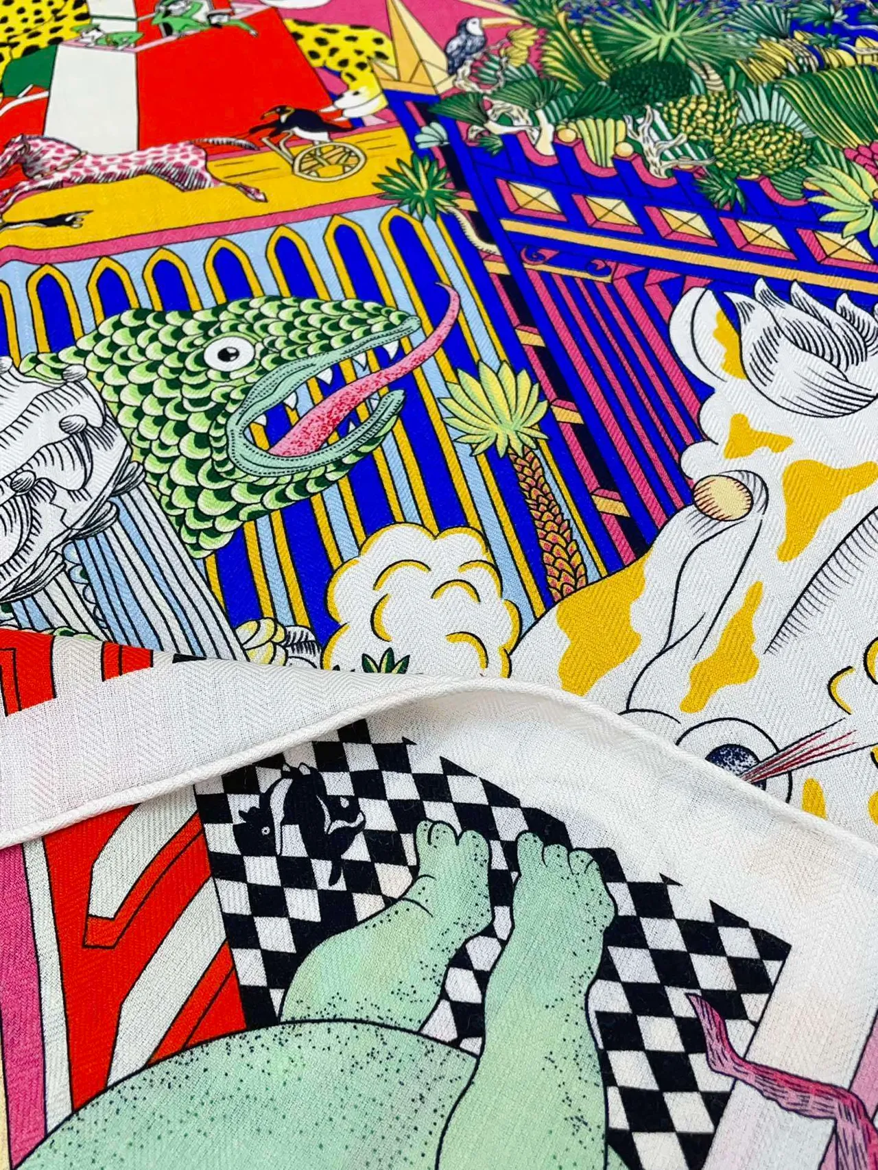 Hermès Multicolor Illustrated Motif Silk Scarf 9