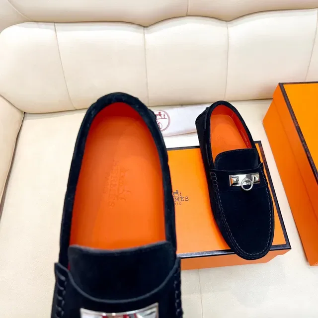 Hermès Oran Mocasines de Ante Negro con Horsebit 5