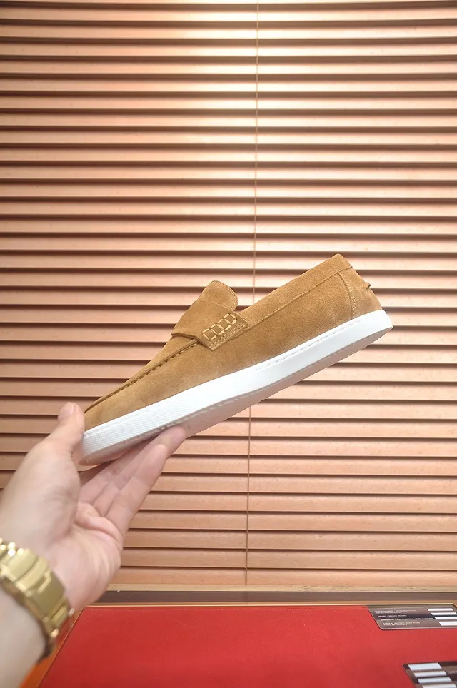 Hermès Oran Daim Brun Blanc Haut Courroie en Forme de H Mocassins 5