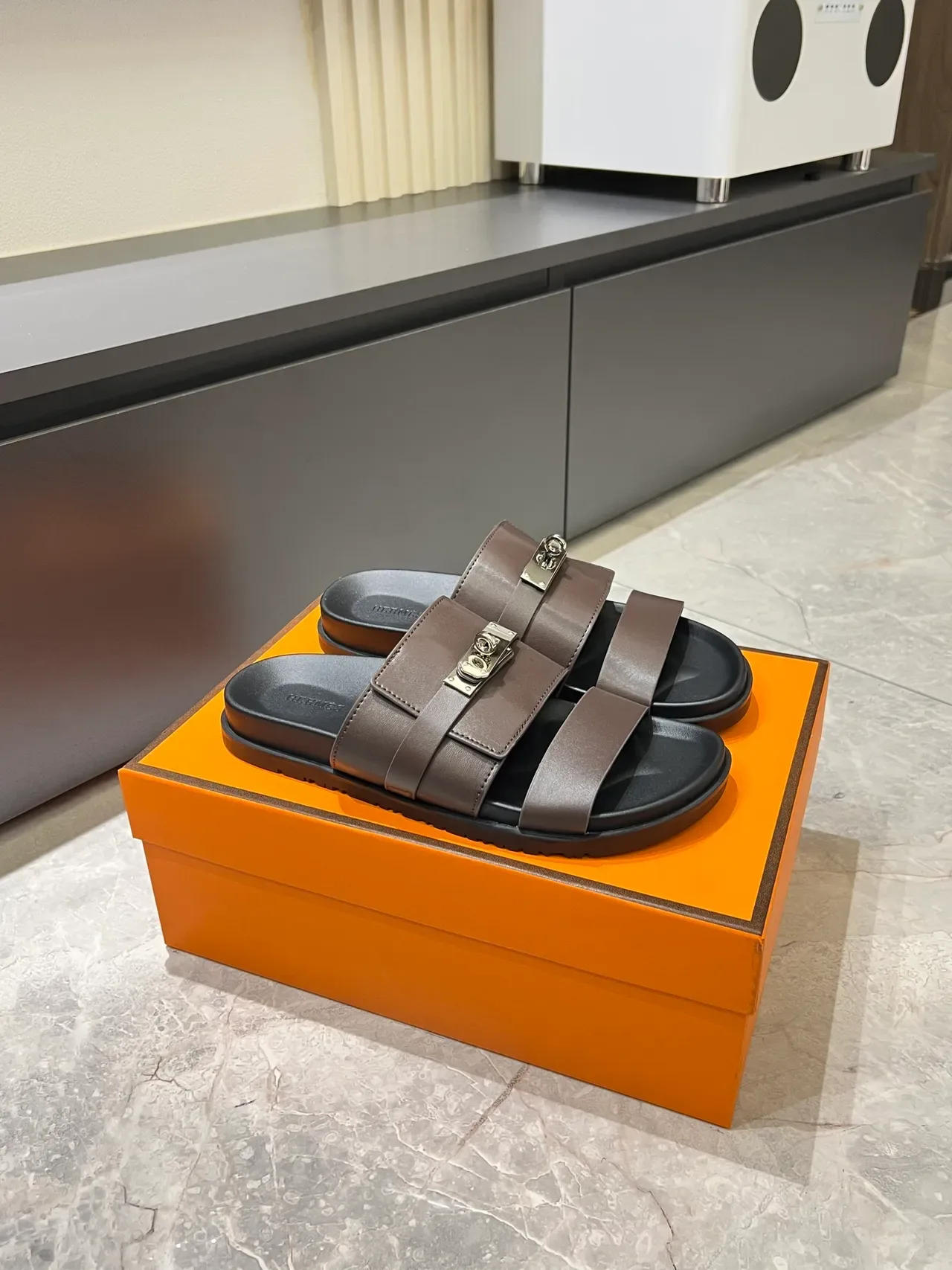 Hermès Oran Double-Strap Slide Slippers 6