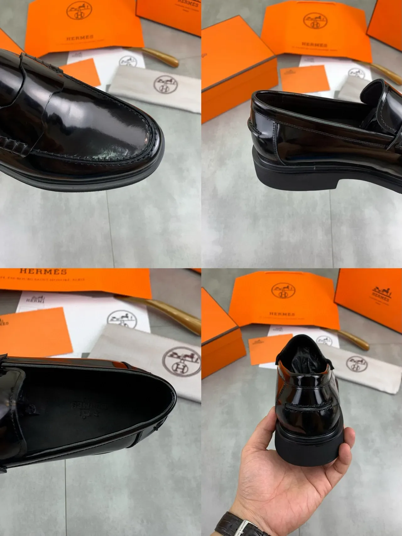 Hermès Oran Loafer Cuir Verni Noir 2