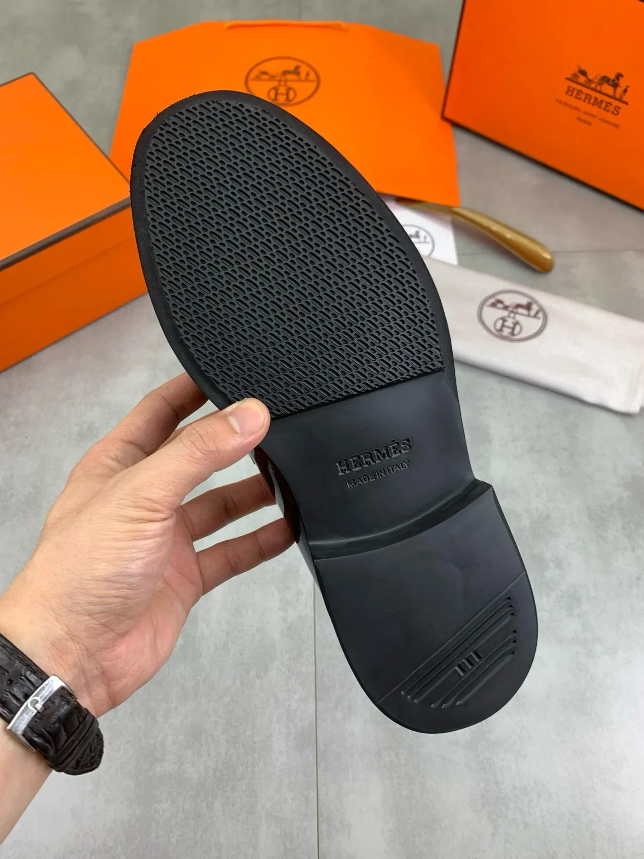 Hermès Oran Loafer Cuir Verni Noir 3