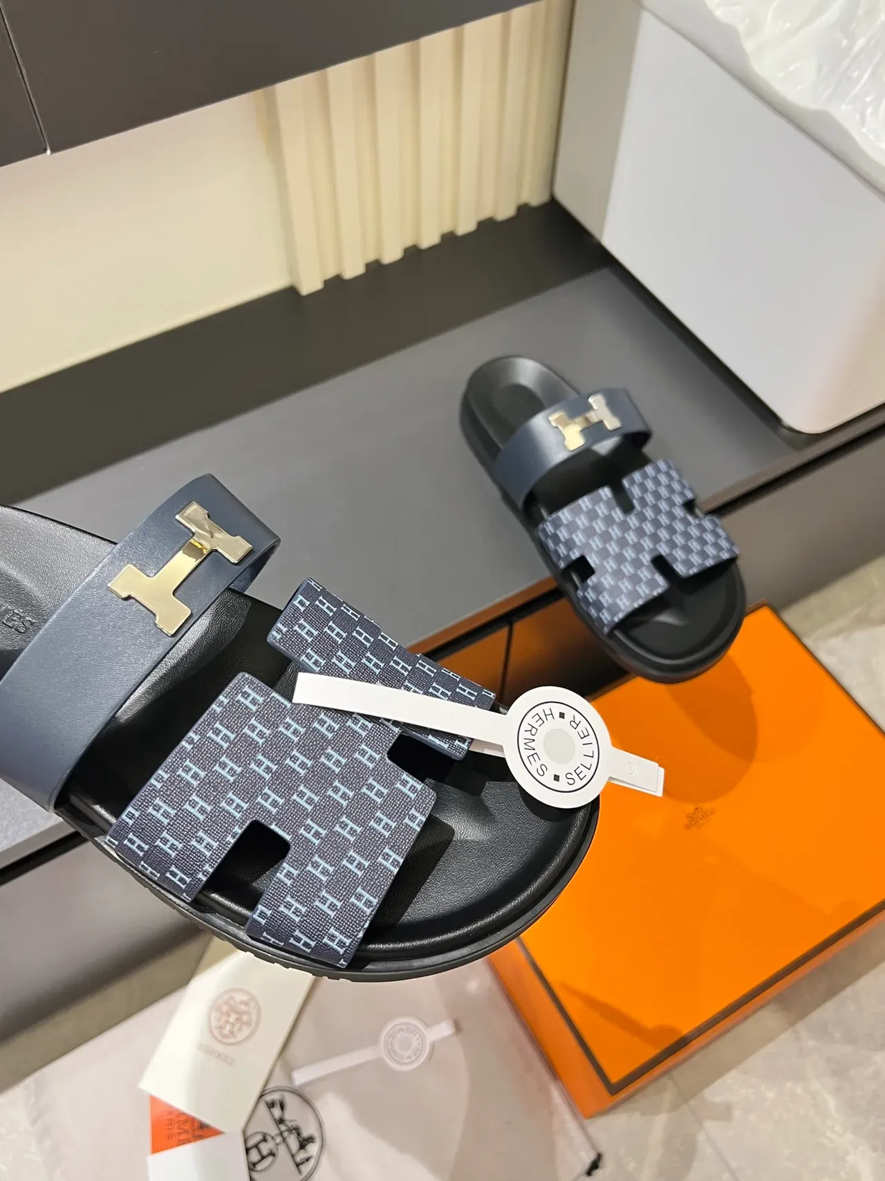 Hermès Oran Monogram Double-Strap Slide Slippers 4