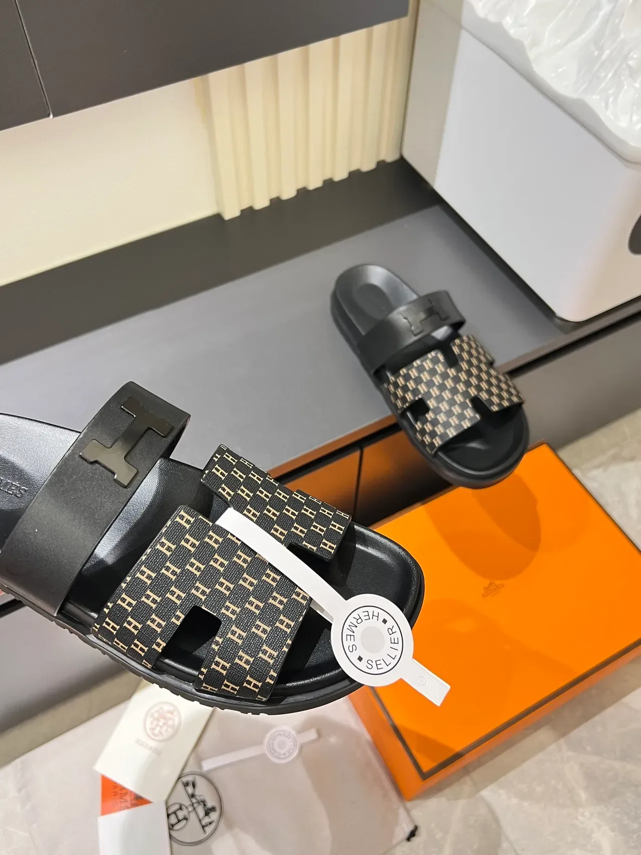 Hermès Oran Monogram Double-Strap Slide Slippers 5