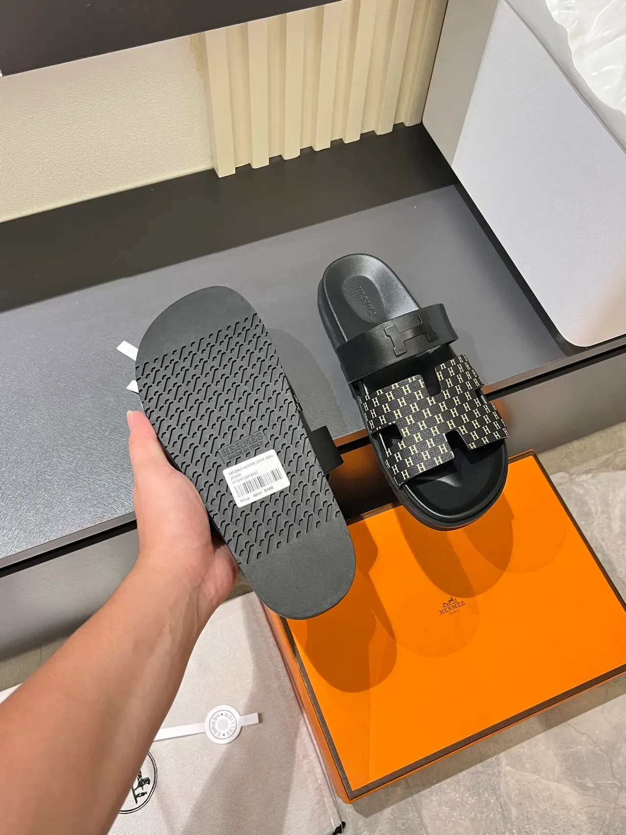 Hermès Oran Monogram Double-Strap Slide Slippers 6