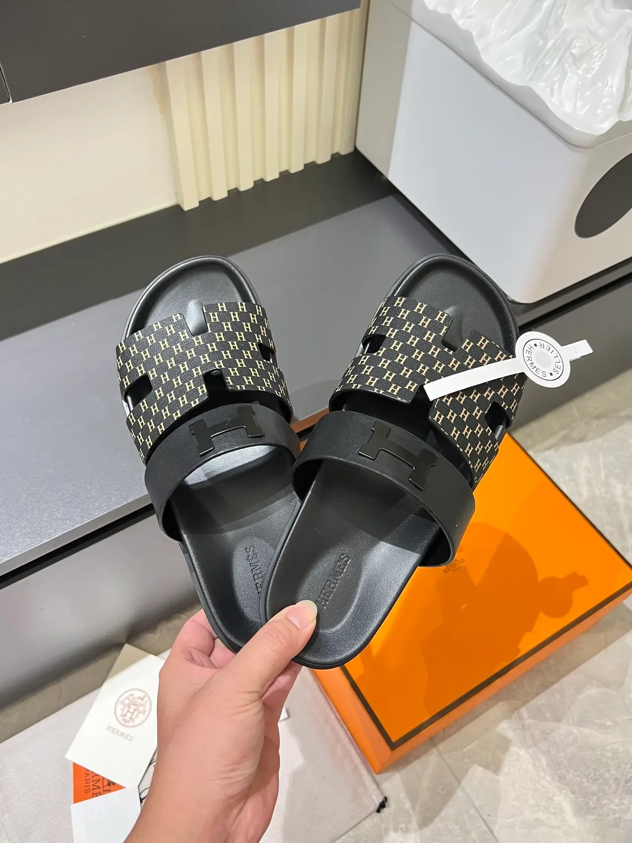 Hermès Oran Monogram Double-Strap Slide Slippers 10