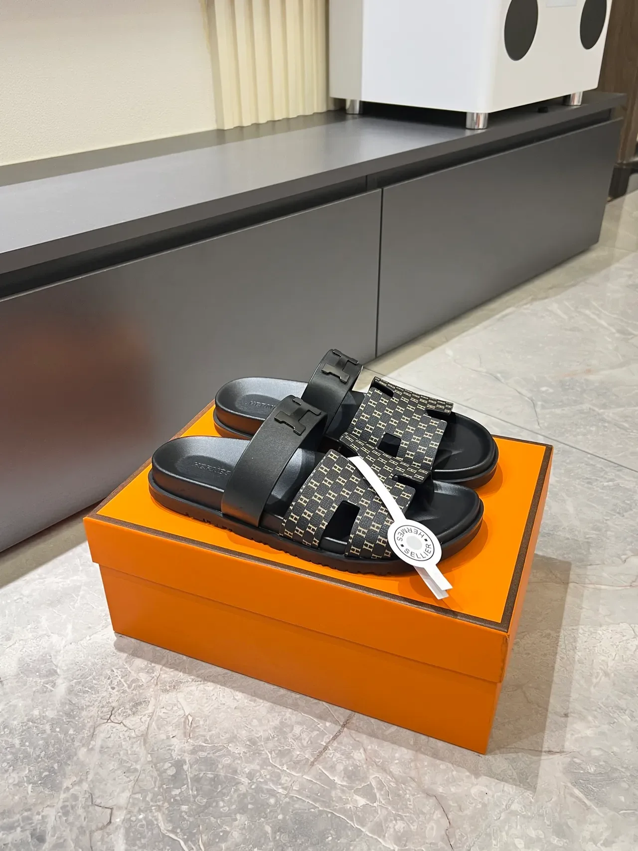Hermès Oran Monogram Double-Strap Slide Slippers 14