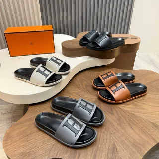 Hermès Oran Oversized H-Logo Two-Tone Slipper