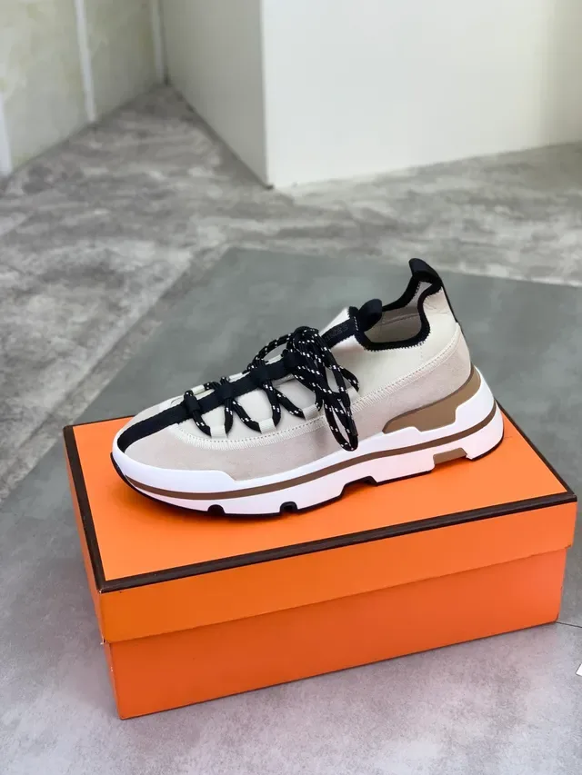 Hermès Oran Sneaker Beige y Negro Chunky Sneakers 4