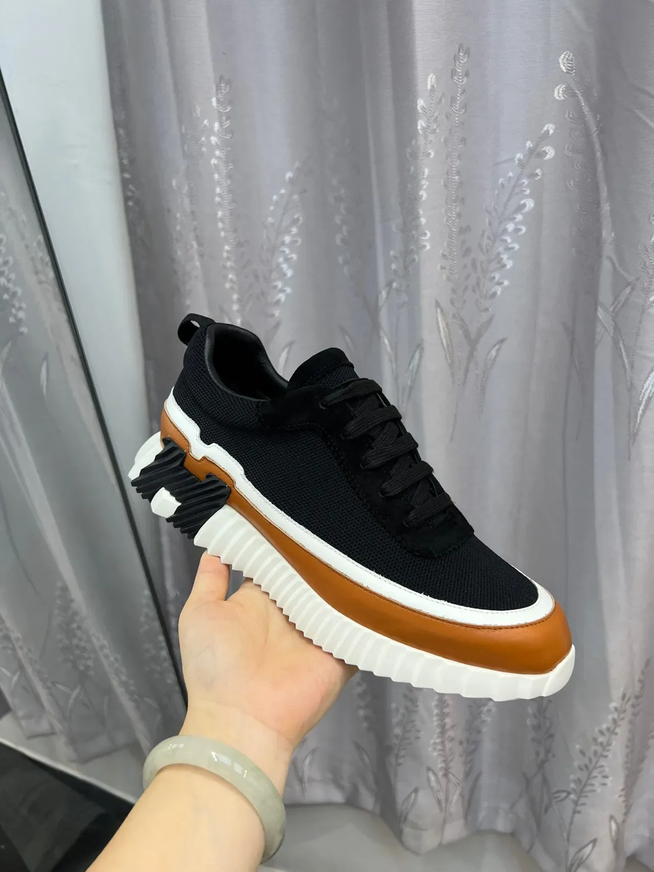 Hermès Oran Sneaker Black Tan White Lifestyle Sneakers 5
