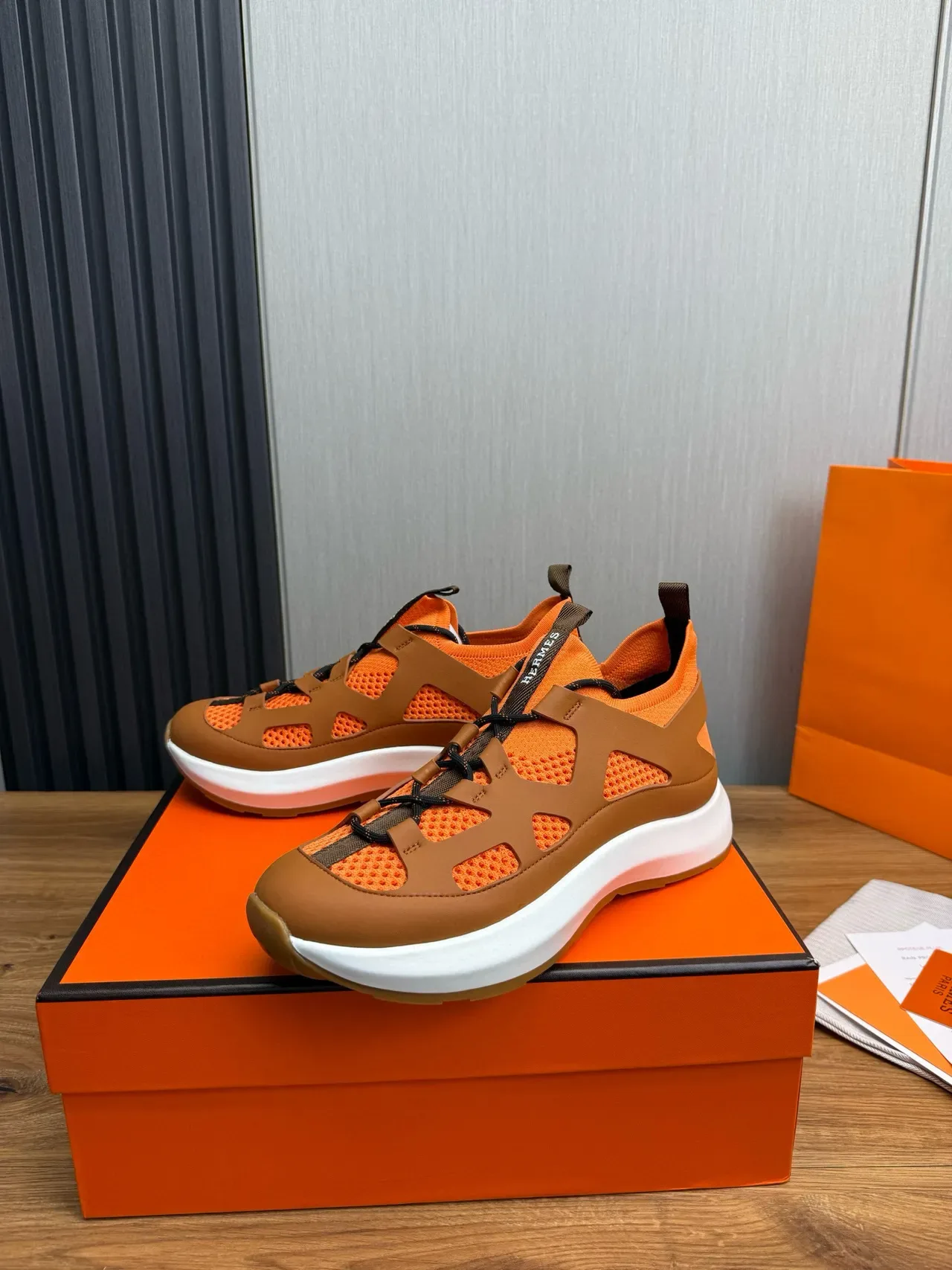 Hermès Oran Sneaker Tan and Orange Lifestyle Sneakers 3