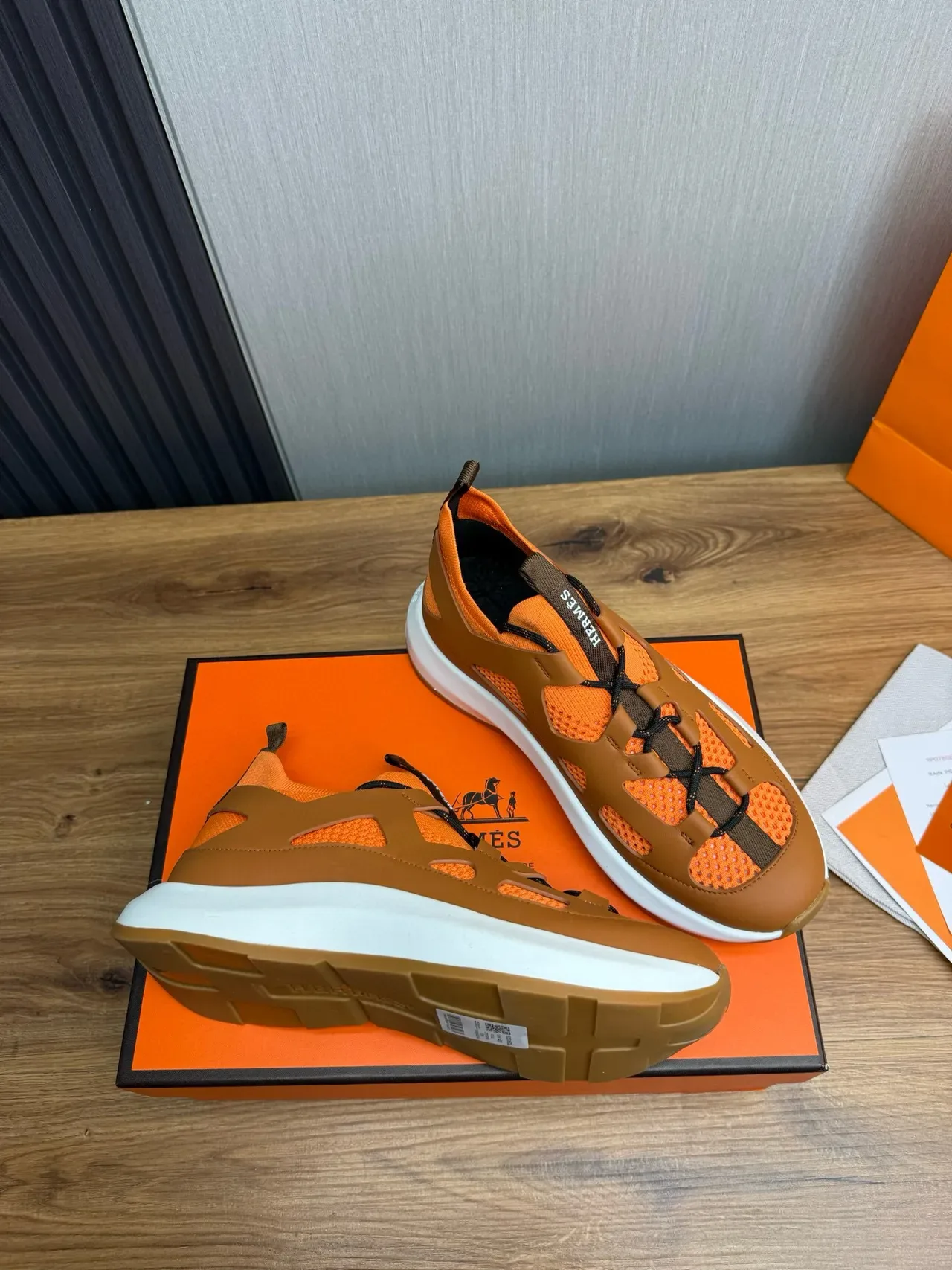Hermès Oran Sneaker Tan and Orange Lifestyle Sneakers 6