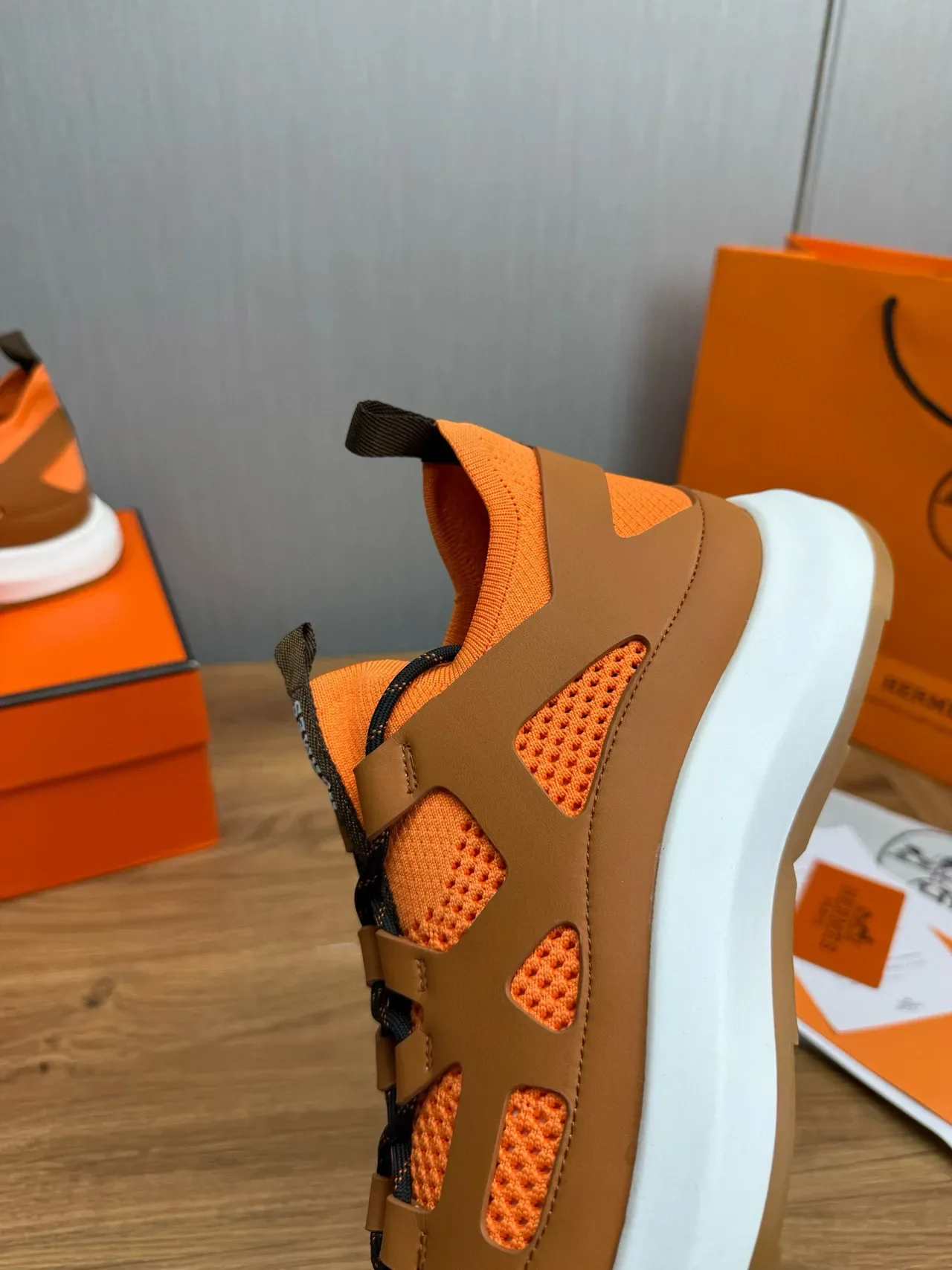 Hermès Oran Sneaker Tan and Orange Lifestyle Sneakers 9
