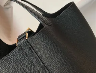 Hermès Picotin Lock Taupe Pebbled Leather Bucket Bag 12