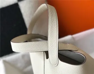 Hermès Picotin Lock Taupe Pebbled Leather Bucket Bag 22