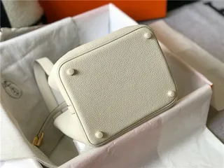 Hermès Picotin Lock Taupe Pebbled Leather Bucket Bag 24