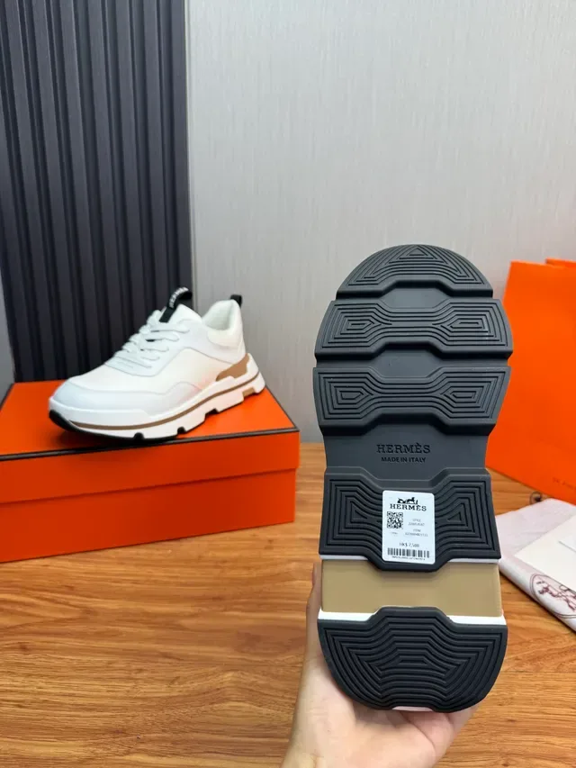 Hermès White and Tan Lifestyle Sneaker 2
