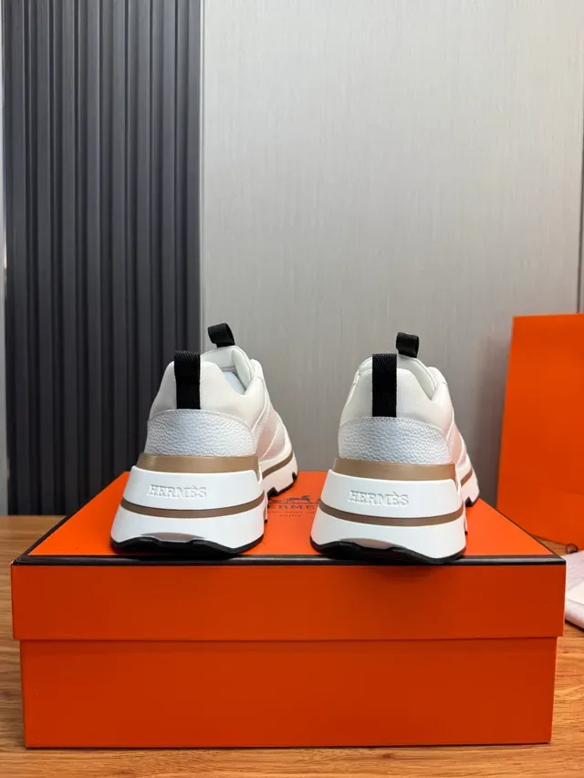 Hermès White and Tan Lifestyle Sneaker 3