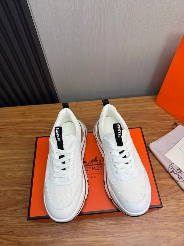 Hermès White and Tan Lifestyle Sneaker 5