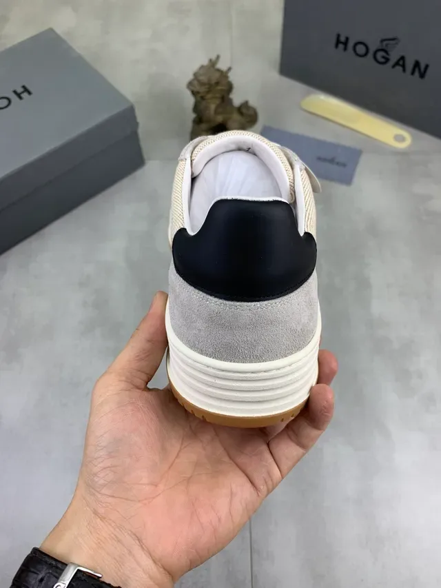 Hogan H-Line Beige Noir Matériau mixte Supérieur Panneau latéral Signature Sneakers lifestyle 3