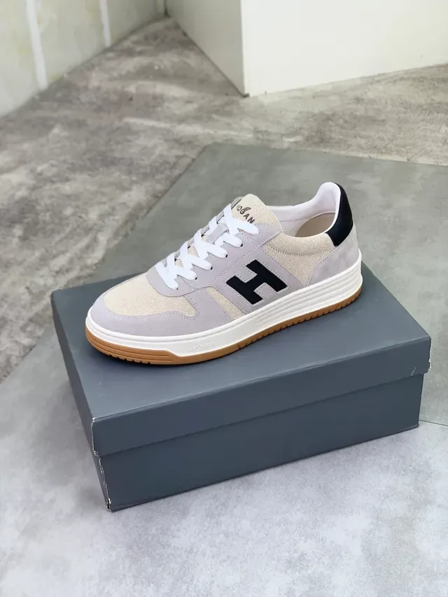 Hogan H-Line Beige Noir Matériau mixte Supérieur Panneau latéral Signature Sneakers lifestyle 4