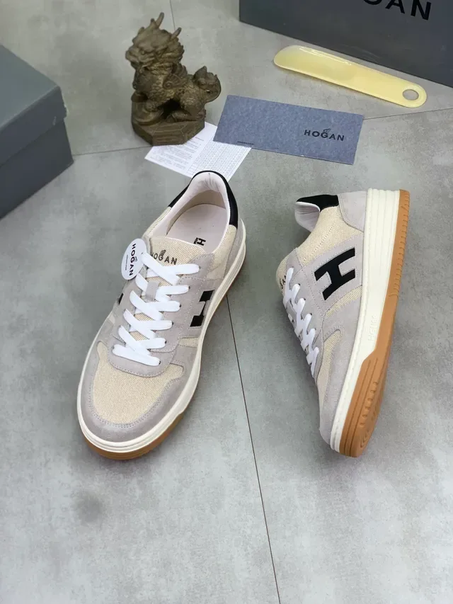Hogan H-Line Beige Noir Matériau mixte Supérieur Panneau latéral Signature Sneakers lifestyle 5