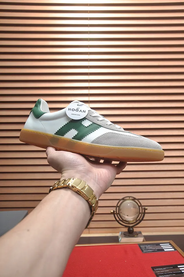 Hogan White Green Low-Top Derby-Inspired Gum Sole Lifestyle Sneakers 2