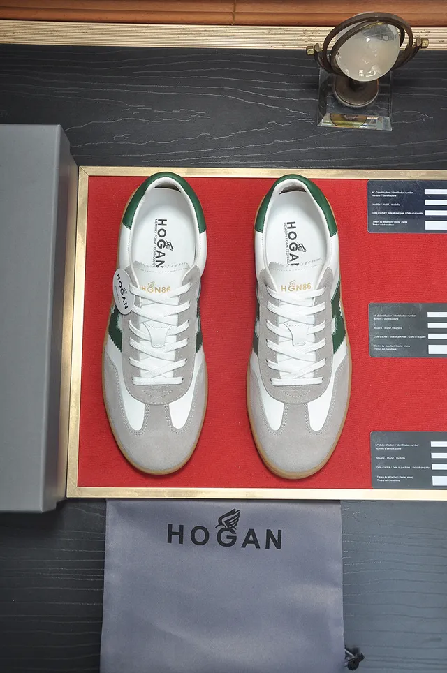 Hogan White Green Low-Top Derby-Inspired Gum Sole Lifestyle Sneakers 3