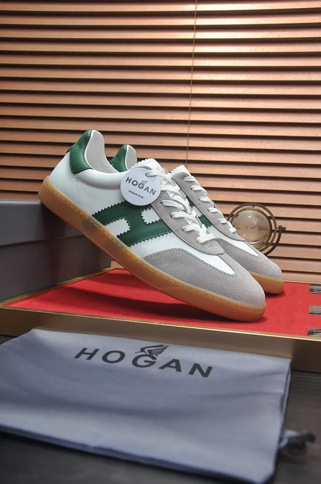 Hogan White Green Low-Top Derby-Inspired Gum Sole Lifestyle Sneakers 4