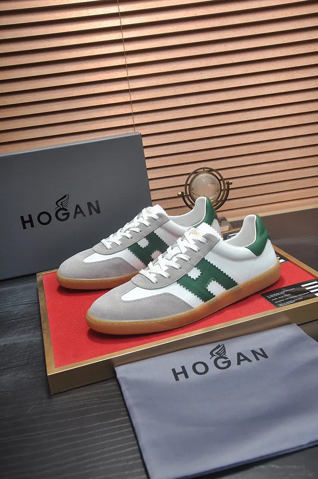 Hogan White Green Low-Top Derby-Inspired Gum Sole Lifestyle Sneakers 5
