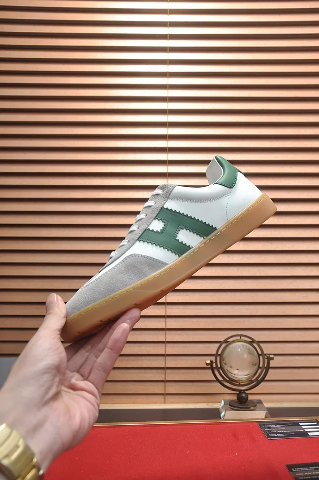 Hogan White Green Low-Top Derby-Inspired Gum Sole Lifestyle Sneakers 6