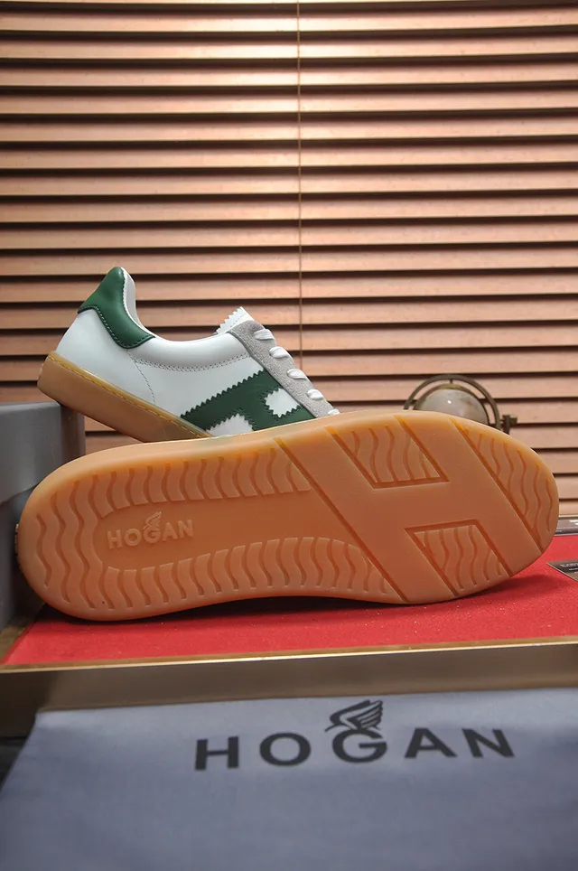 Hogan White Green Low-Top Derby-Inspired Gum Sole Lifestyle Sneakers 7