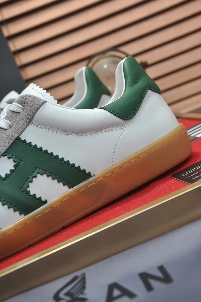 Hogan White Green Low-Top Derby-Inspired Gum Sole Lifestyle Sneakers 8