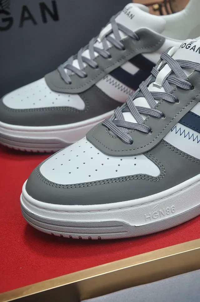 Hogan White Navy Low-Top Layered Sole Lifestyle Sneakers 8