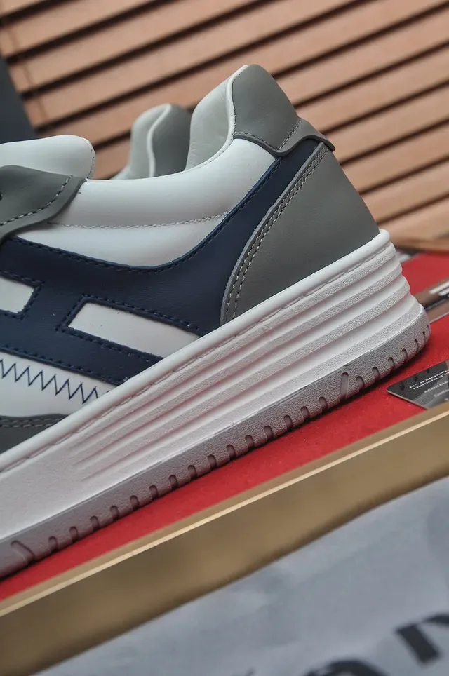 Hogan White Navy Low-Top Layered Sole Lifestyle Sneakers 9