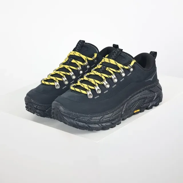 Hoka Preto Amarelo Mid-Cut Hiking Silhouette Nubuck/sintético Upper Tênis 2