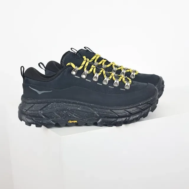 Hoka Preto Amarelo Mid-Cut Hiking Silhouette Nubuck/sintético Upper Tênis 3